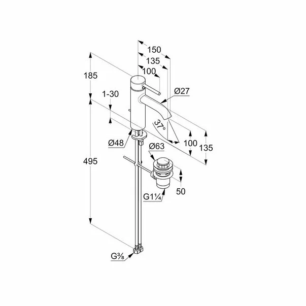 Baterie monocomanda lavoar Kludi Bozz 100 mm, crom [1]