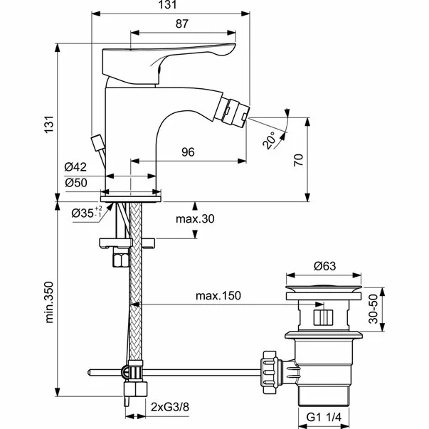 Baterie pentru bideu Ideal Standard Alpha [1]