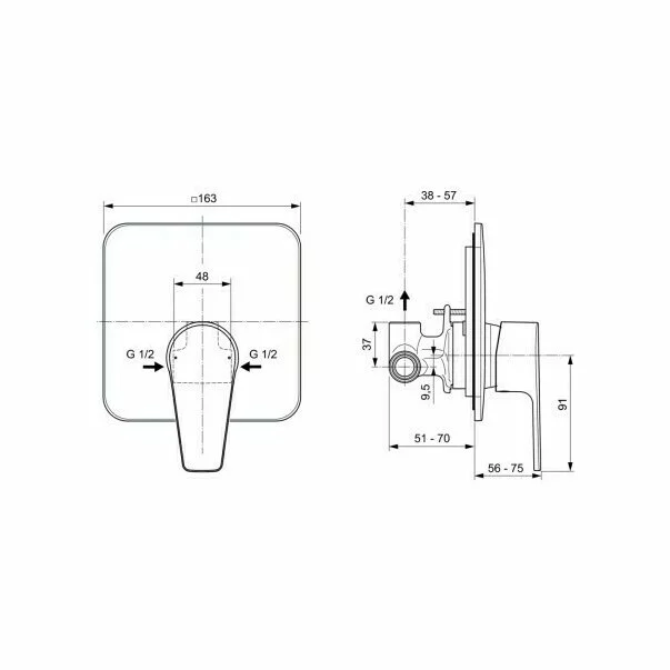 Baterie pentru dus Ideal Standard Cerafine D incastrata [1]