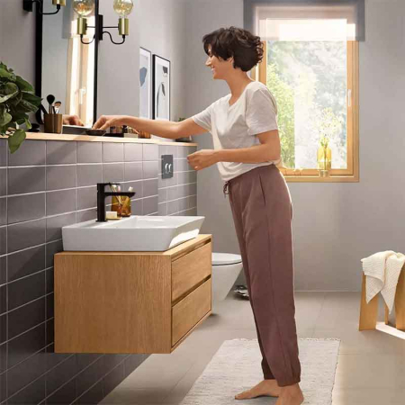 Baterie pentru lavoar Hansgrohe, Rebris E 100, fără ventil, CoolStart, negru mat [2]