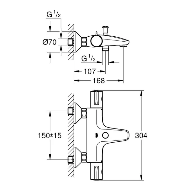 Baterie termostatata cada negru mat Grohe Grohtherm 800 [2]