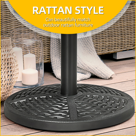  Baza de umbrela de gradina  rotunda cu efect de ratan ø45cm, baza cu greutate de 9,5 kg, negru [5]