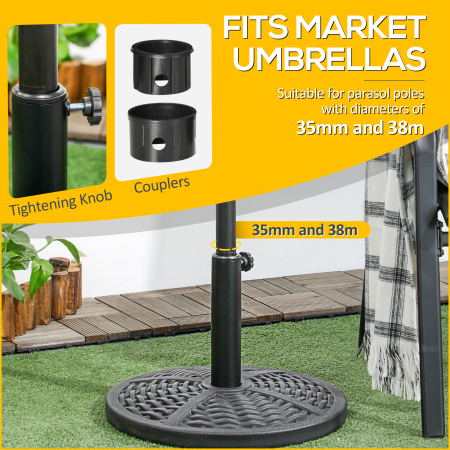 Baza de umbrela de gradina  rotunda cu efect de ratan ø45cm, baza cu greutate de 9,5 kg, negru [3]