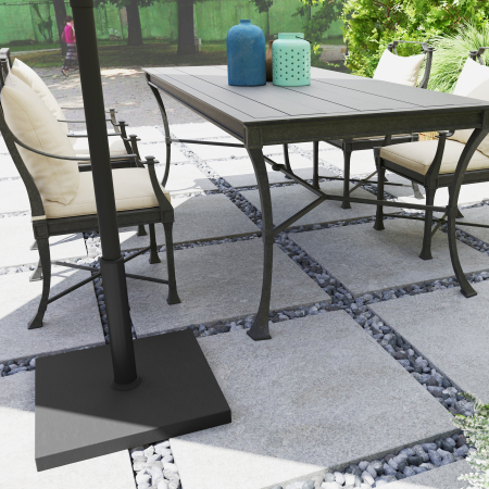 Baza Patrata  pentru Umbrela de 14.5 kg cu Manivela, din HDPE si Beton, 44x44x30 cm, Negru [8]