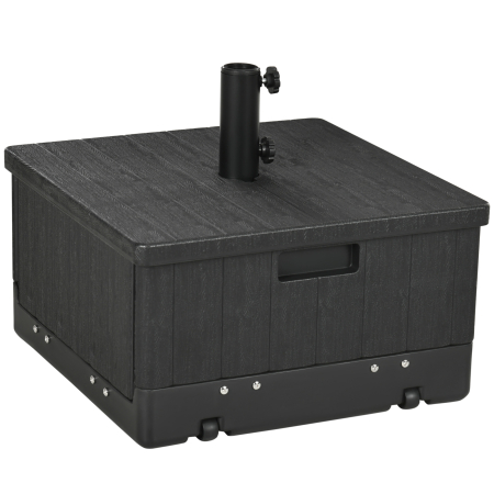 Gradina & balcon -  Baza pentru Umbrela 3-in-1 Exterior, Masuta de Cafea, Jardiniera cu Orificiu de Scurgere, Capacitate 80 kg, Suport Umplut cu Roti si Manere pentru Terasa si Piscina, Negru