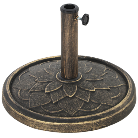 Prelate, pavilioane, umbrele terasa -  Baza pentru umbrela de 12 kg cu manivela integrata, din rasina, metal si ciment, Ø46x34 cm, bronz