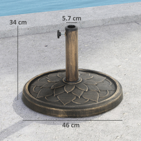  Baza pentru umbrela de 12 kg cu manivela integrata, din rasina, metal si ciment, Ø46x34 cm, bronz [2]
