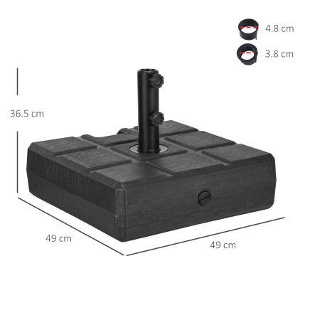  Baza pentru Umbrela de Gradina 3,5 m cu Manere, din HDPE si Otel, 49x49x36,5 cm, Negru [2]