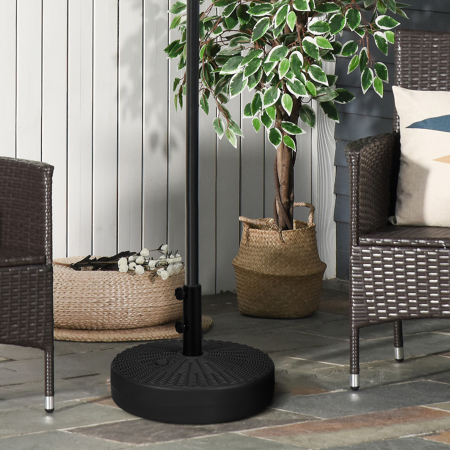  Baza pentru Umbrela de Gradina 3 m cu Manere Incorporate, din HDPE si Otel, Ø51x36 cm, Negru [1]