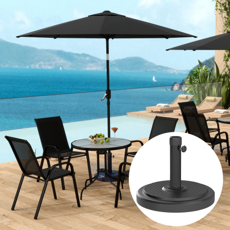  Baza pentru Umbrela de Soare, Compatibila cu Stalpi de 38 sau 48 mm, Ø48x38.5 cm, Negru [1]
