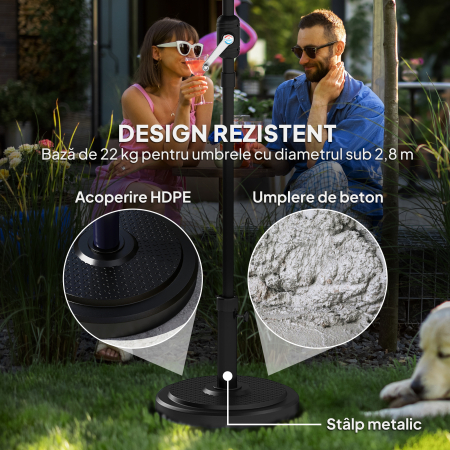  Baza pentru Umbrela de Soare, Compatibila cu Stalpi de 38 sau 48 mm, Ø48x38.5 cm, Negru [4]