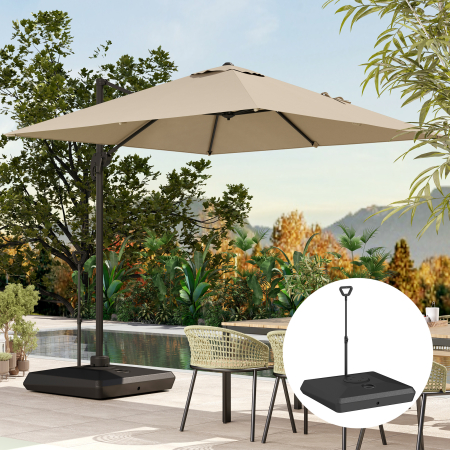 Baza pentru Umbrela de Soare cu Sistem de Umplere, Roti Ajustabile si Maner Reglabil, 95x95x117 cm, Negru [8]