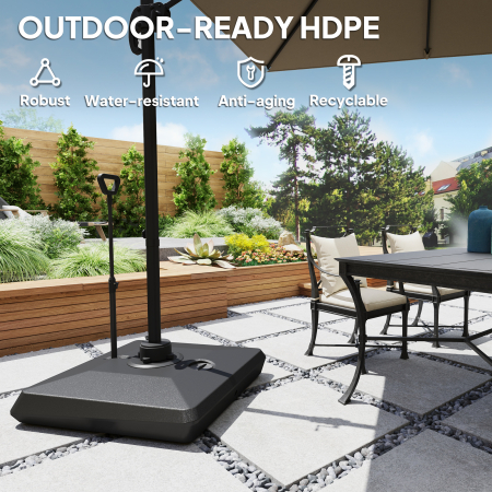  Baza pentru Umbrela de Soare cu Sistem de Umplere, Roti Ajustabile si Maner Reglabil, 95x95x117 cm, Negru [5]