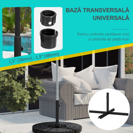  Baza pentru Umbrela de Soare in Forma de Cruce din Otel cu surub Lateral, 100x100x75 cm, Negru [3]
