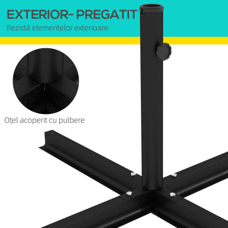  Baza pentru Umbrela de Soare in Forma de Cruce din Otel cu surub Lateral, 100x100x75 cm, Negru [5]