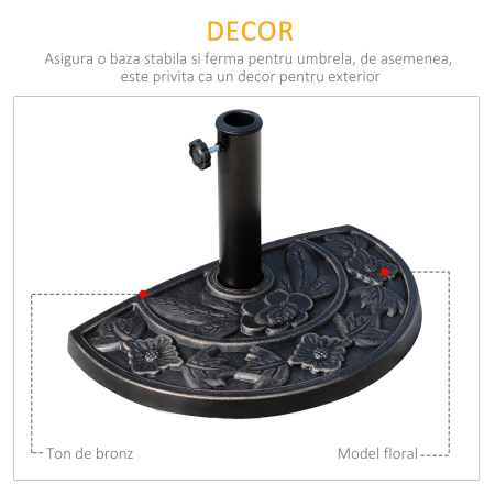  Baza pentru Umbrela de Soare in Rasina Reglabila cu Manivela 9 kg 50x31x32cm [3]
