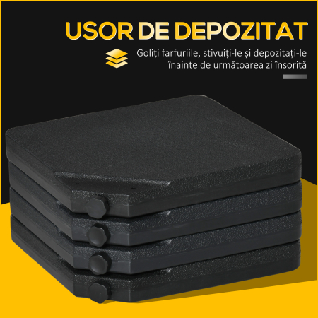  Baza pentru Umbrela din 4 Piese Reumplibila cu Apa sau Nisip si Carlige de Conexiune, Negru [6]