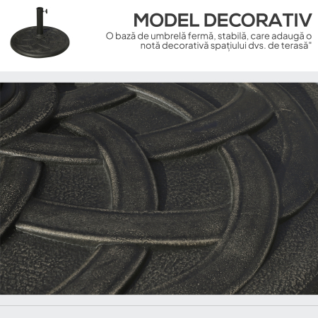  Baza pentru Umbrela din Rasina 19 kg cu Decoratiuni si Cuplaj, Rezistenta la Rugina, Φ54.5cm, Bronz [3]