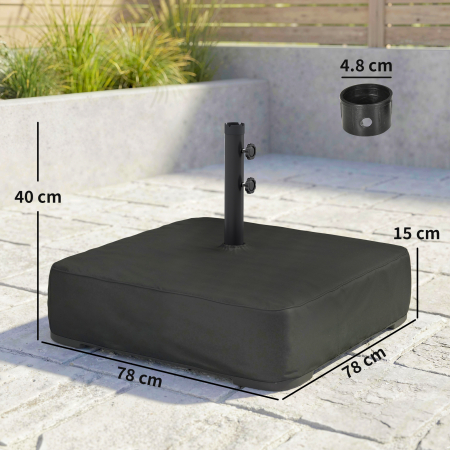  Baza pentru Umbrela Reumplibila cu Nisip 80 kg/Nisip Umed 90 kg, pentru Tije de Ø48 mm, Negru [2]