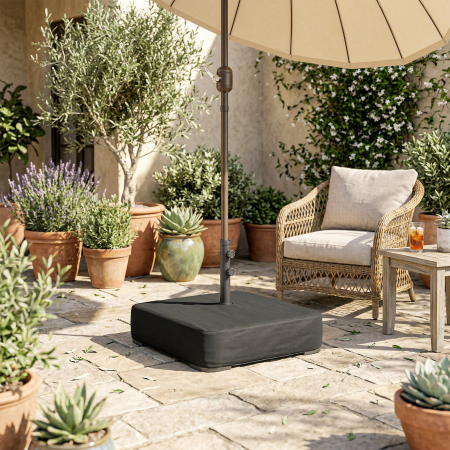  Baza pentru Umbrela Reumplibila cu Nisip 80 kg/Nisip Umed 90 kg, pentru Tije de Ø48 mm, Negru [7]