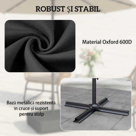  Baza pentru Umbrela Reumplibila cu Nisip 80 kg/Nisip Umed 90 kg, pentru Tije de Ø48 mm, Negru [5]