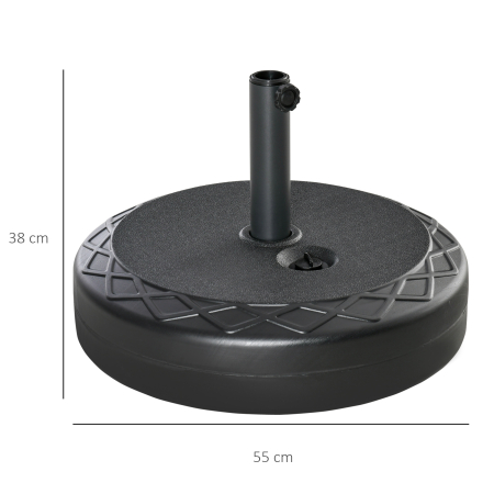  Baza pentru umbrela rotunda Φ55cm din plastic de 30kg pentru stalpi de 38-48mm negru [2]