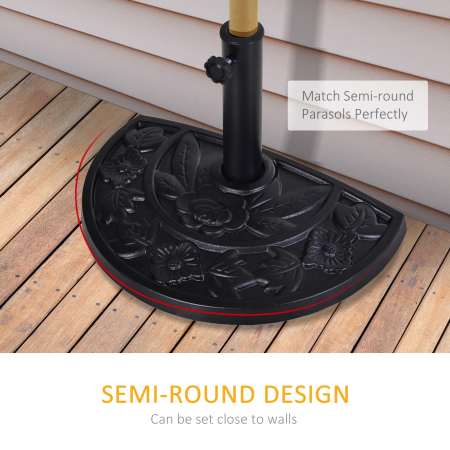 Baza  pentru Umbrela Semicirculara de Ø3.8 si Ø4.8 mm din Rasina cu Manivela, 50x31x32 cm, Negru [4]