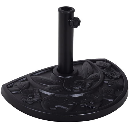 Prelate, pavilioane, umbrele terasa - Baza  pentru Umbrela Semicirculara de Ø3.8 si Ø4.8 mm din Rasina cu Manivela, 50x31x32 cm, Negru