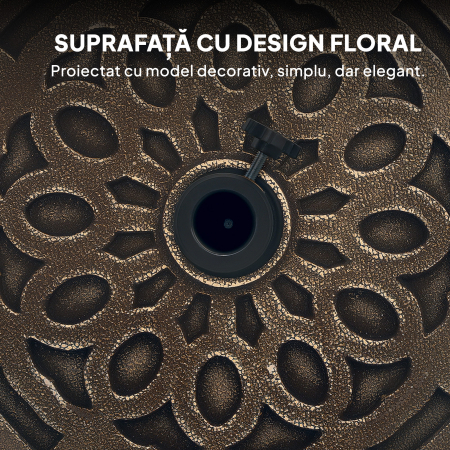  Baza Rotunda pentru Umbrela de Gradina cu Roti, Baza pentru Umbrela din Rasina de 21 kg, Suport Robust pentru Stalpi de 32mm/38mm/48mm pentru Exterior, Margine Piscina, Bronz [6]