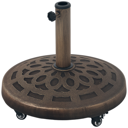 Prelate, pavilioane, umbrele terasa -  Baza Rotunda pentru Umbrela de Gradina cu Roti, Baza pentru Umbrela din Rasina de 21 kg, Suport Robust pentru Stalpi de 32mm/38mm/48mm pentru Exterior, Margine Piscina, Bronz