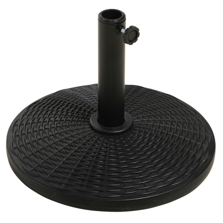 Prelate, pavilioane, umbrele terasa -  Baza Rotunda pentru Umbrela, Efect Ratan, de 12,5 kg, Suport pentru Stalpi de 38mm si 48mm, Ø44,5 cm, Negru