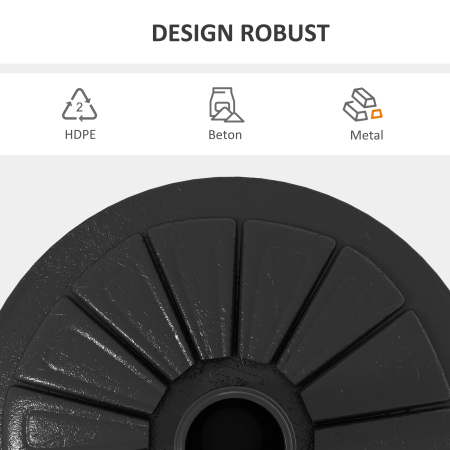  Baza Rotunda pentru Umbrela Ø43cm, 13kg din Ciment pentru Stalpi de 38mm si 48mm, Negru [4]