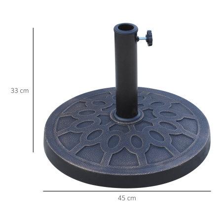  Baza rotunda pentru umbrela, pentru stalpi de Ø38 si Ø48 mm, din rasina si otel, Ø45 cm, bronz [2]