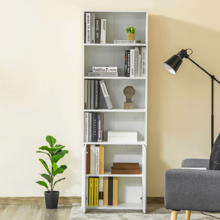  Biblioteca Alba 59×29×180 cm - 4 Etajere + Dulapior cu Usi [6]