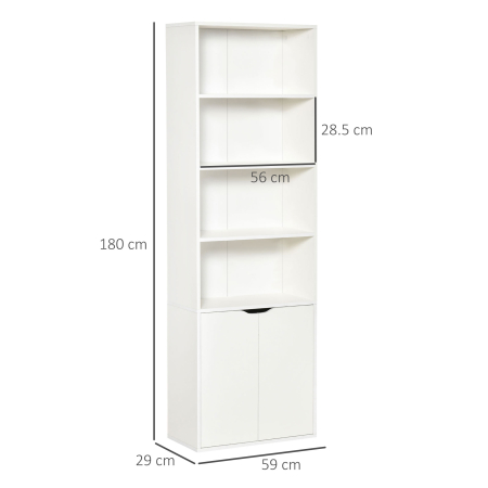  Biblioteca Alba 59×29×180 cm - 4 Etajere + Dulapior cu Usi [2]