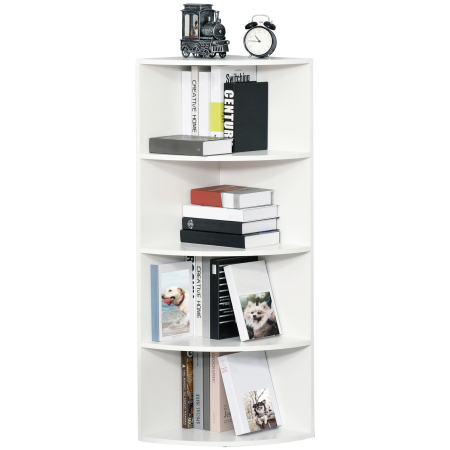  Biblioteca Colt Perete - 4 Rafturi Lemn Alb 120 cm [8]