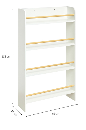 Biblioteca copii Atmosphera Classic, 4 rafturi, MDF si lemn de pin, 55x112 cm, alb [3]