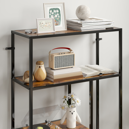  Biblioteca cu 4 Rafturi Stil Industrial din Lemn si Metal, 77x30x116 cm, Maro Rustic [8]