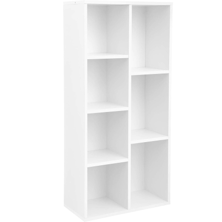 Living & hol - Biblioteca cu 7 compartimente deschise, MDF, 50x24x106cm, alb