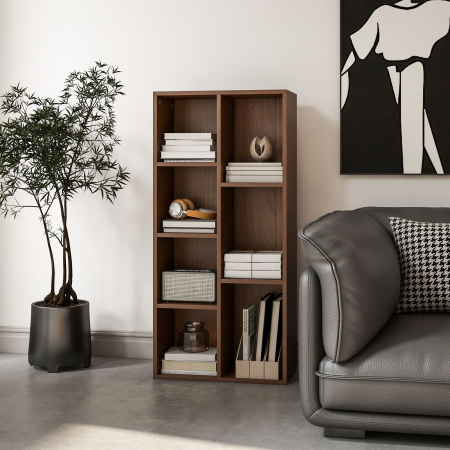  Biblioteca cu 7 Suporturi Diferite, 50x24x106 cm, Maro Rustic [6]
