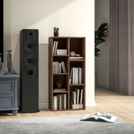  Biblioteca cu 7 Suporturi Diferite, 50x24x106 cm, Maro Rustic [1]