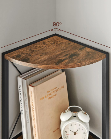 Biblioteca de colt cu 5 etaje, cadru metalic, stil industrial, 30x30x160 cm, maro rustic [5]