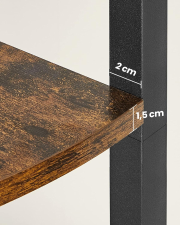 Biblioteca de colt cu 5 etaje, cadru metalic, stil industrial, 30x30x160 cm, maro rustic [7]