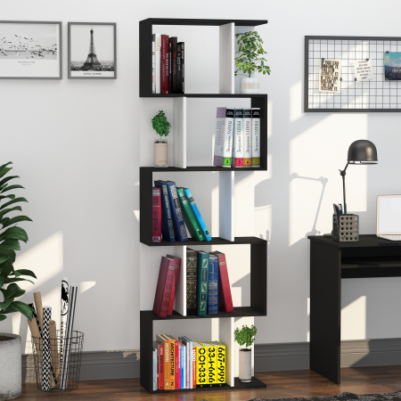  biblioteca de perete, 5 rafturi, 60x24x184.5cm [1]