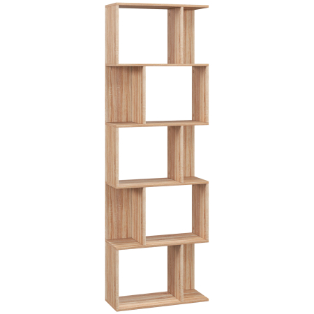 Living & hol -  Biblioteca din lemn cu 5 rafturi si separator, 60x24x184,5 cm, culoare lemn