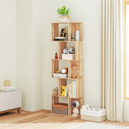  Biblioteca din lemn cu 5 rafturi si separator, 60x24x184,5 cm, culoare lemn [7]