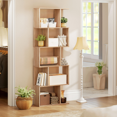  Biblioteca din lemn cu 5 rafturi si separator, 60x24x184,5 cm, culoare lemn [8]