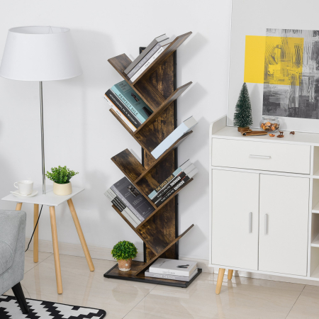  Biblioteca Lemn in Forma de Copac - Rafturi cu Etajere [1]