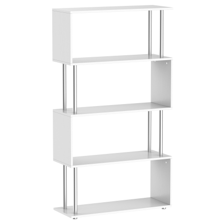 Living & hol -  biblioteca moderna, 4 rafturi, 80x30x145cm alb