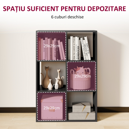  Biblioteca Moderna Modulara cu 6 Compartimente din PAL, Maro [3]